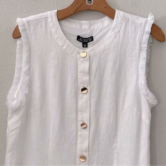 J.Crew Raw Hem Mini Shirtdress Linen White Belted Medium NWT - Picture 8 of 14